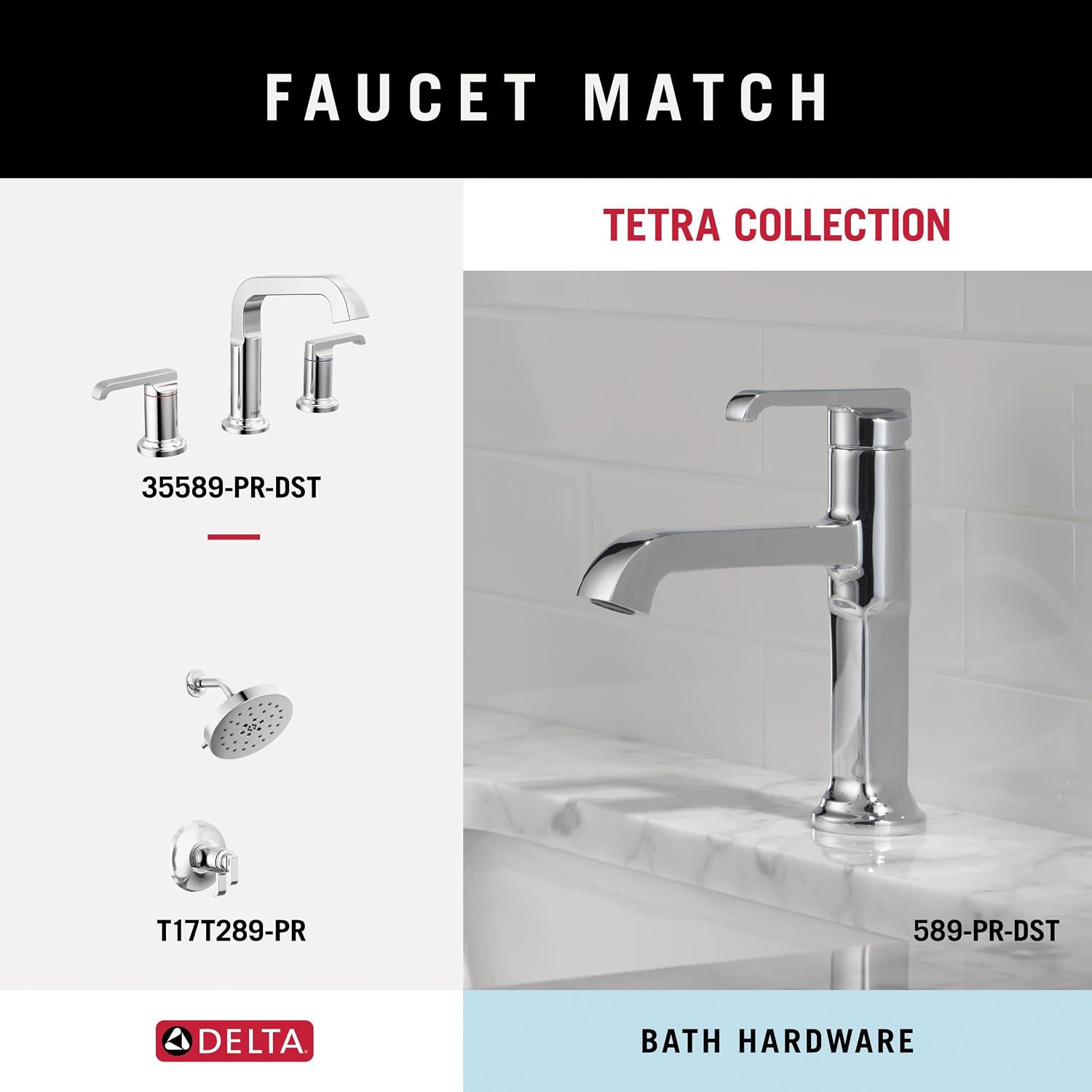 DELTA FAUCET 78908 Tetra 8 in. Hand Towel Bar Bath Hardware Accessory in Polished Chrome (Pack of 3)