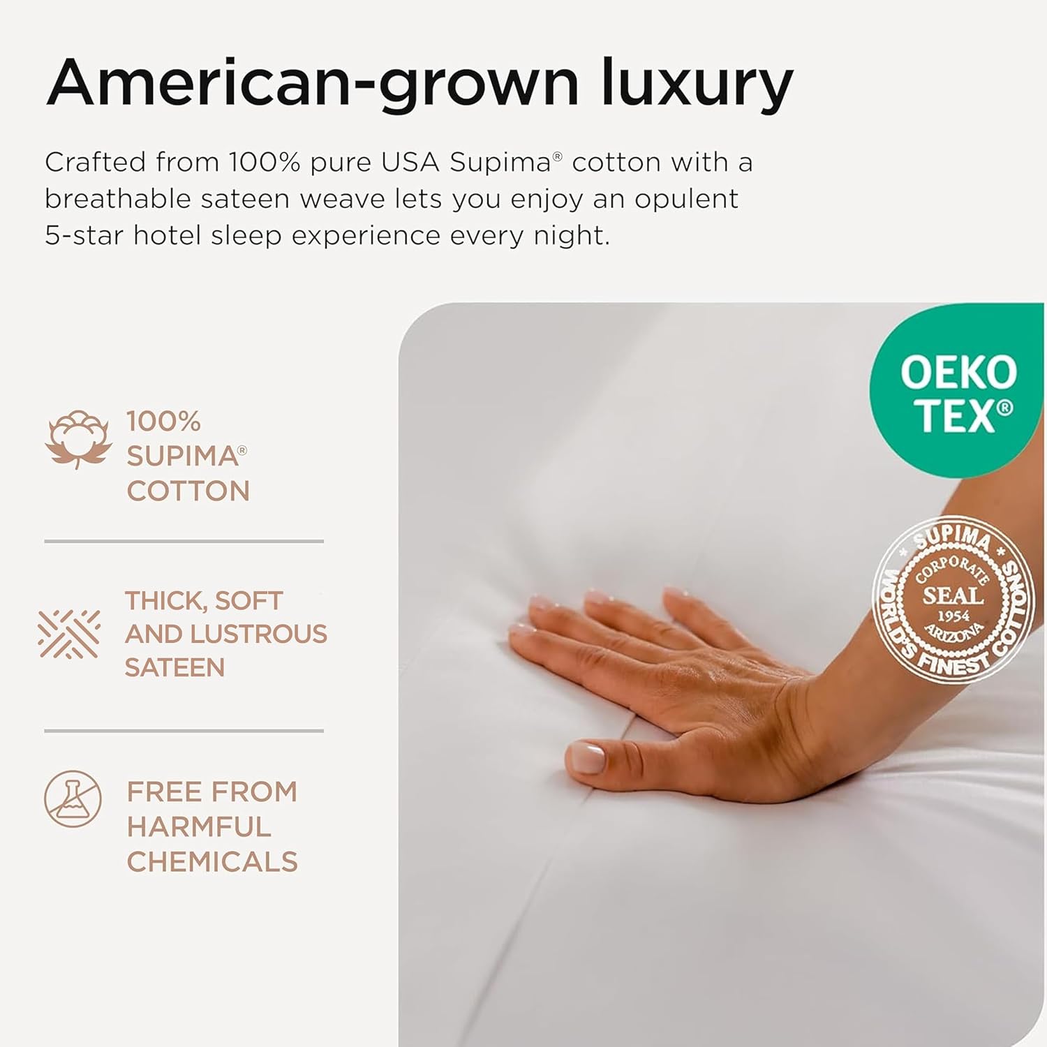 Threadmill 100% American Certified Supima Cotton Sheets King Size - 1200 Thread Count, 4Pc King Size Sheets Set, Smooth Sateen, Ultra Luxury Bed Sheets, 17' Deep Pocket King Sheet Set - White Sheets