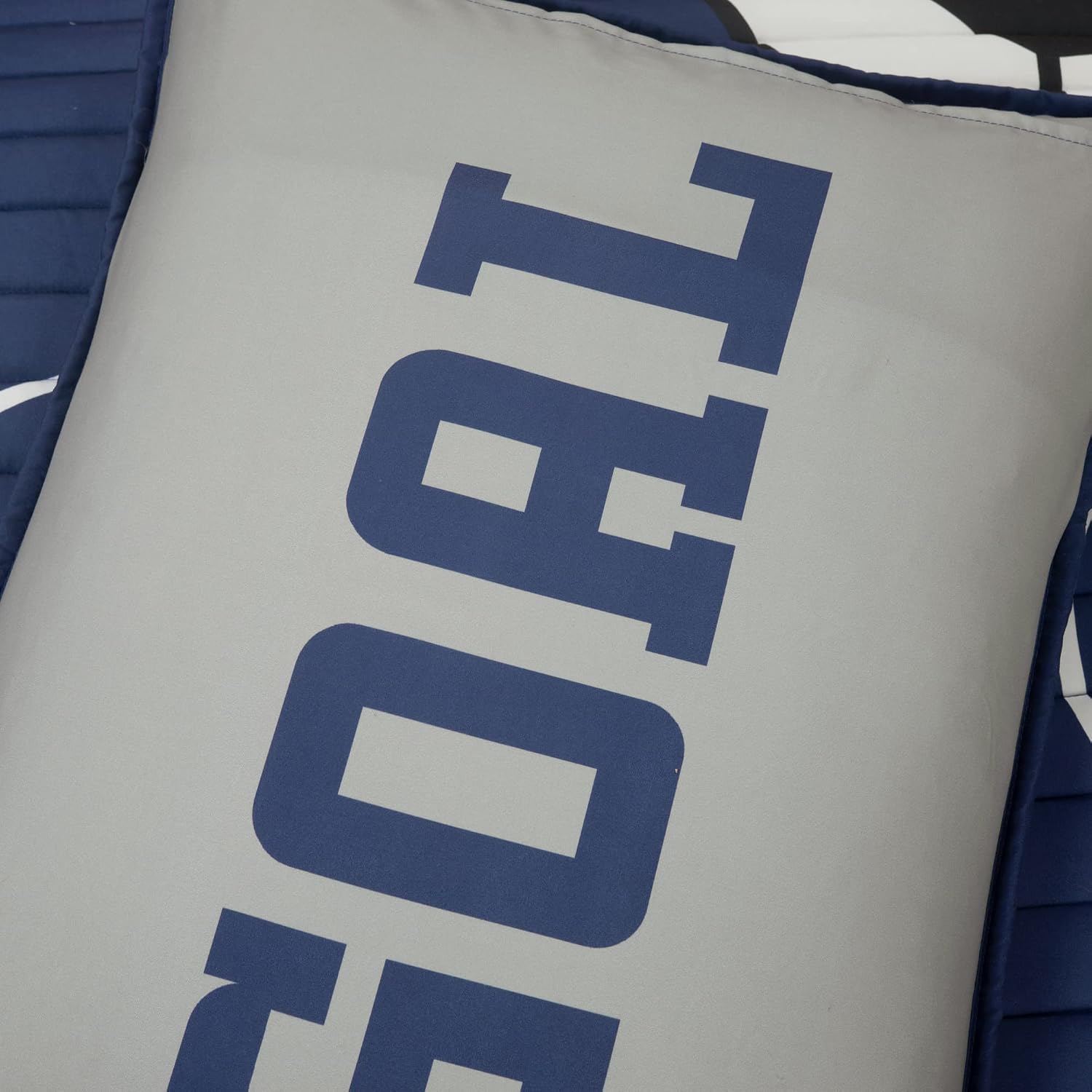 Lush Decor Soccer Game Reversible Quilt Quen Size 4 Piece Set Full/Queen Navy & Gray - Toddler Bedding Set Full Quilt - Sports Decor - Soccer Bedding
