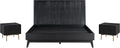 Armen Living Carnaby Queen 3 Piece Bedroom Set in Black Brushed Oak Wood