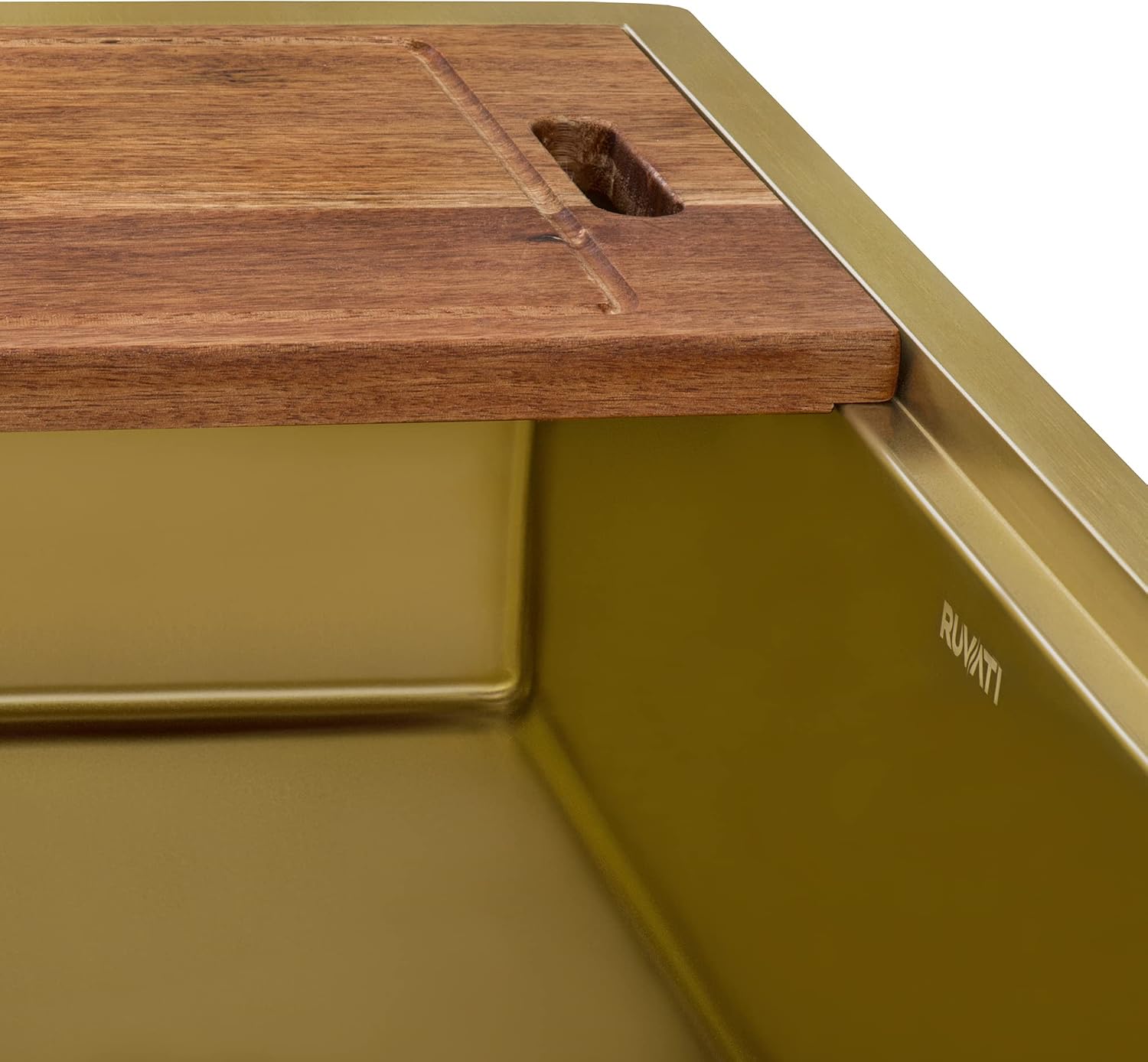 Ruvati 30-inch Polished Brass Matte Gold Workstation Undermount Kitchen Sink Single Bowl - RVH6530GG