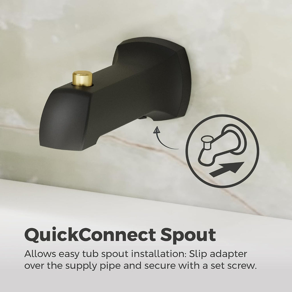 Pfister Vaneri Tub and Shower Faucet Set with Valve and Cartridge Included, 1-Handle Rain Shower Head with Tub Spout, Matte Black and Brushed Gold Finish, Model 8P8WS2VRISBBG