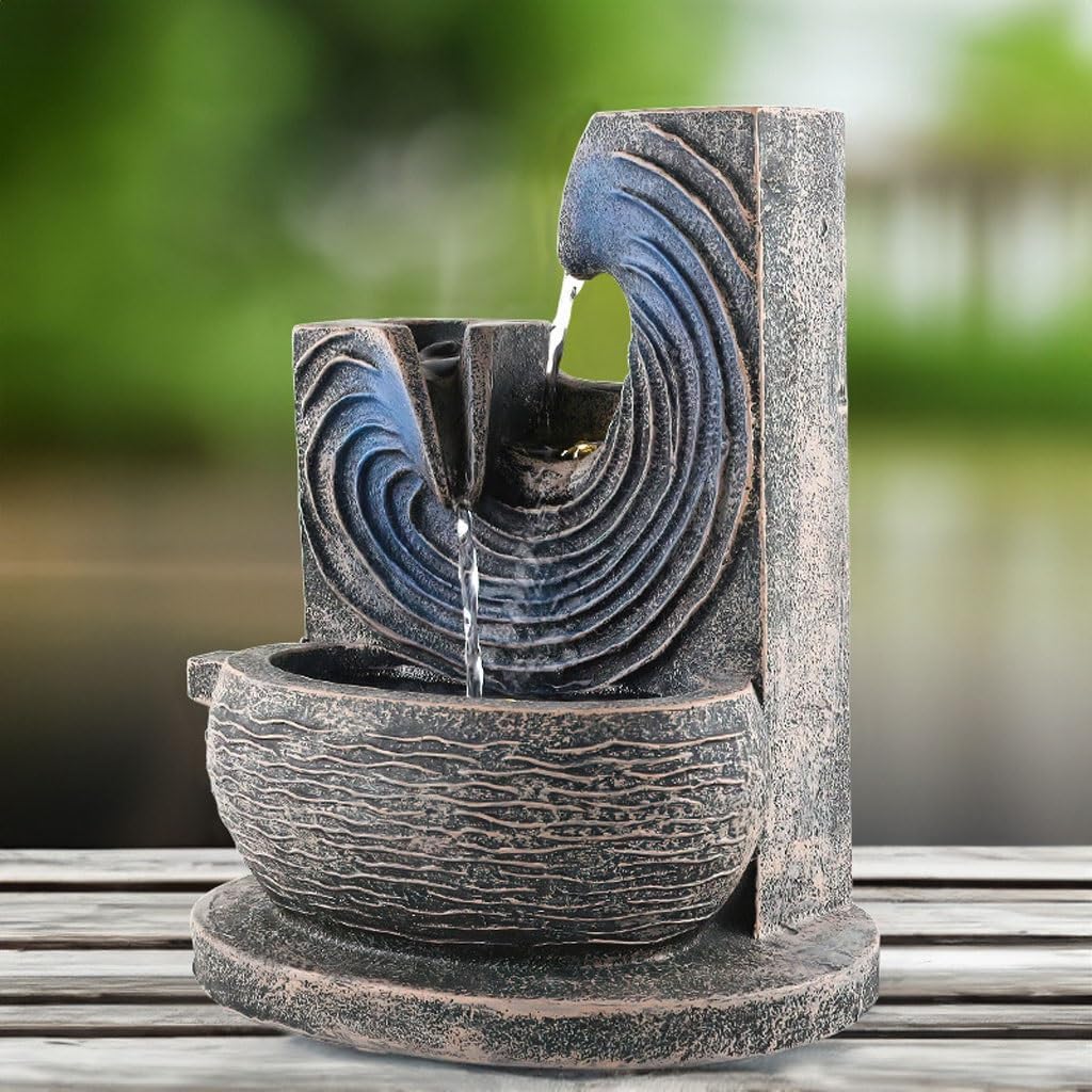 GUERNSEY Tabletop Fountain Resin Water Fountain Ornaments Circulating Water Small Office Desktop Coffee Table Decoration Ornaments Indoor Fountain