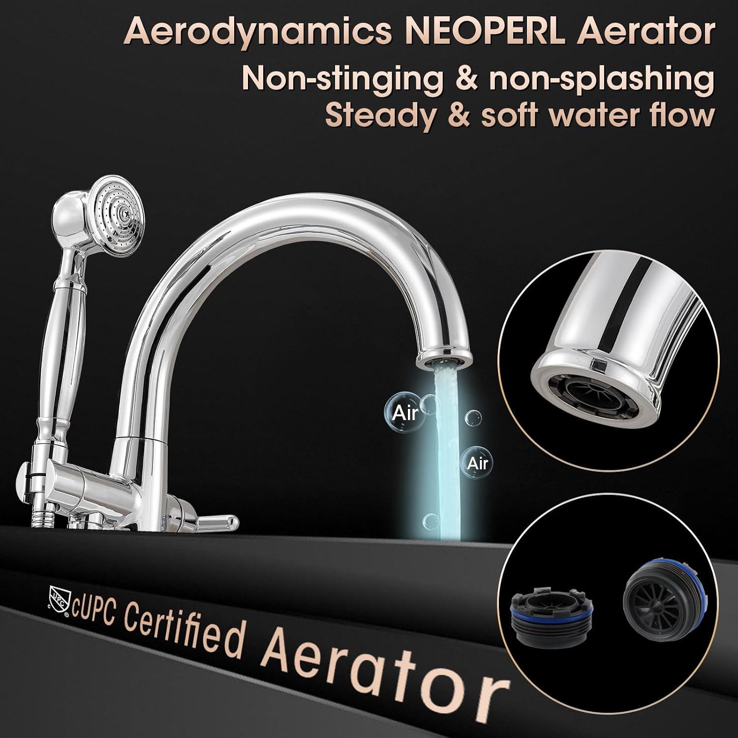 Free Standing Bathtub Faucet Brass Bathtub Faucets High Flow Soaker Tub Faucet with Vintage Handheld Sprayer Polished Chrome