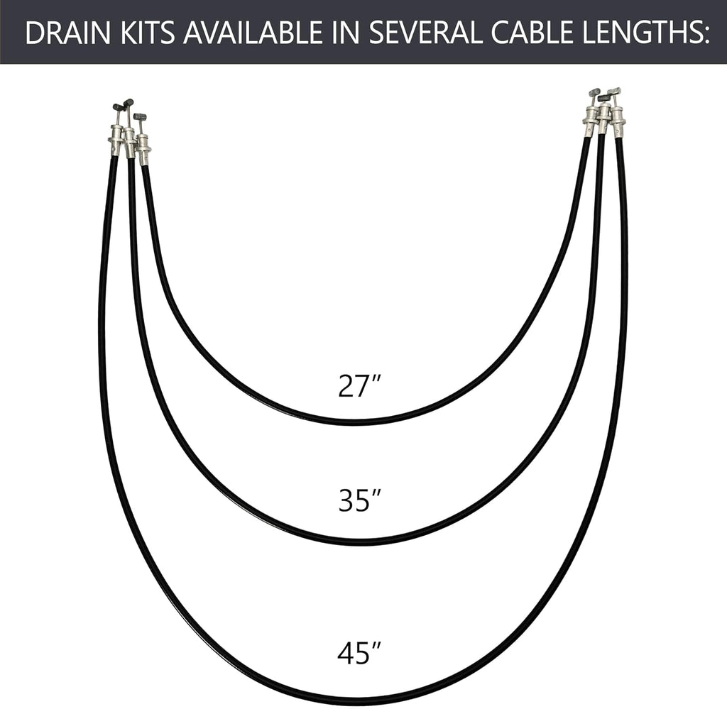 Westbrass D50P35SRE-50 35' Cable Drive Bathtub Drain Trim with Rotary Overflow Cover Knob, Pop-Up Stopper Sch. 40 PVC Fittings, Powder Coat White
