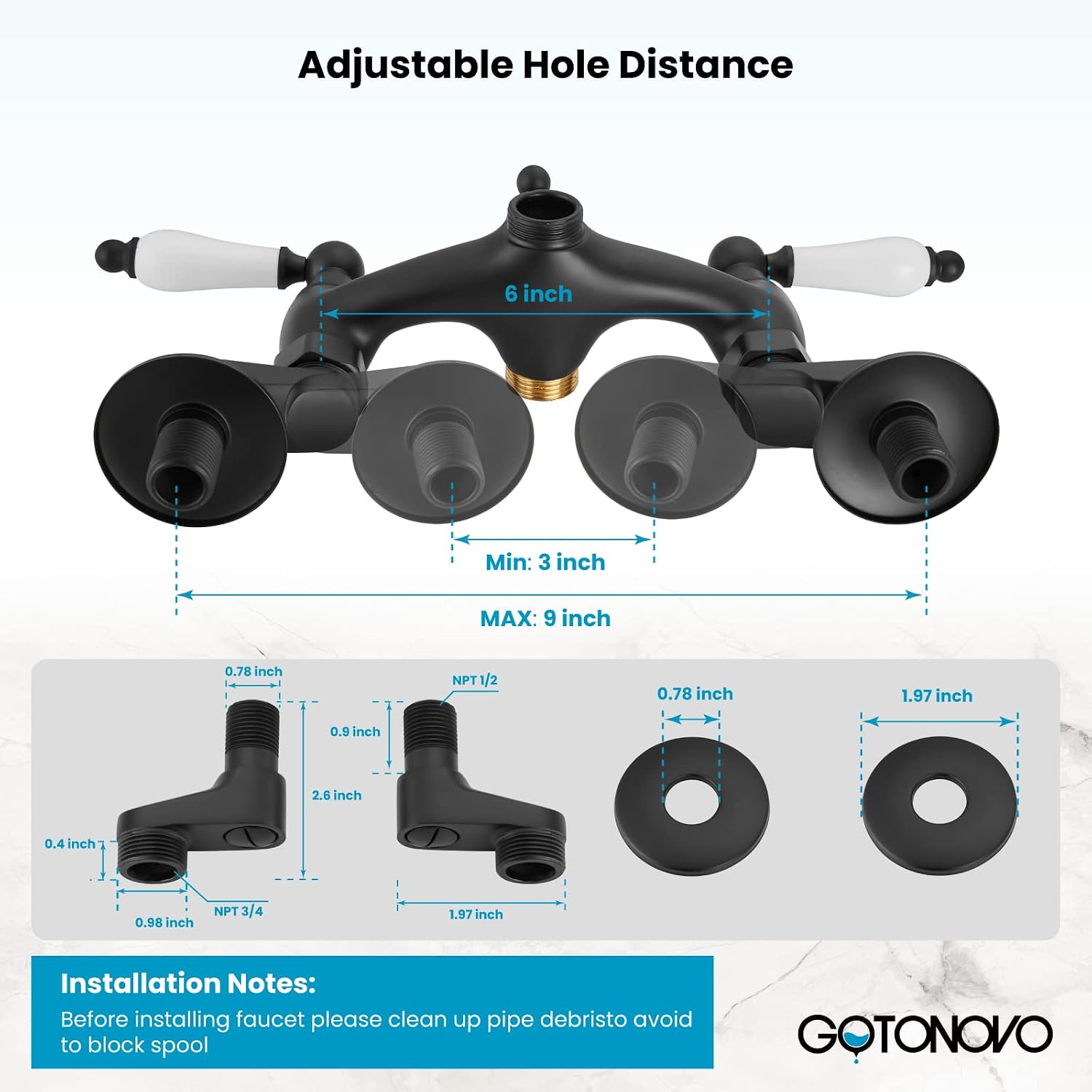 gotonovo Clawfoot Tub Bathtub Matte Black Shower Faucet with Hand Shower Sprayer Wall Mount Bronze Ceramics 2 Double Handle Shower Faucet System Telephone Shape