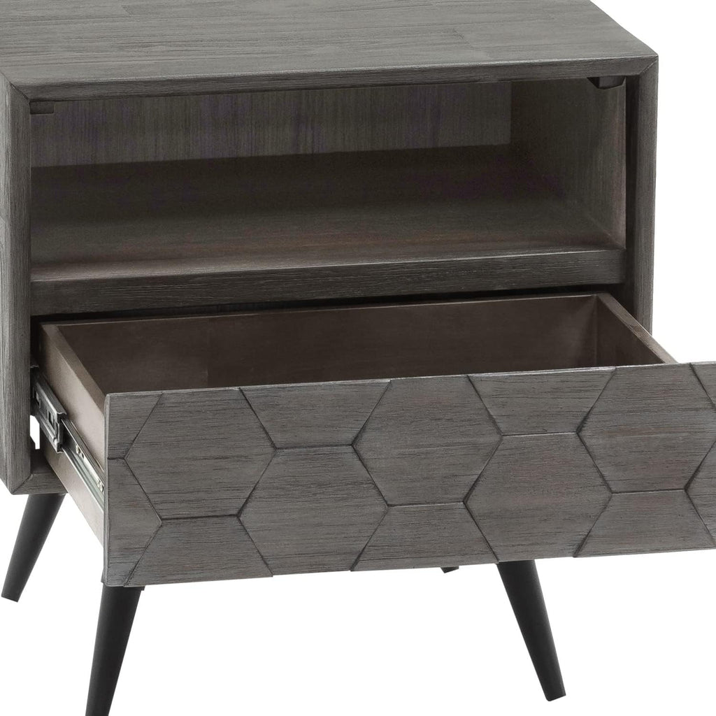 Armen Living Makena 3 Piece Queen Bedroom Set in Grey Acacia Wood