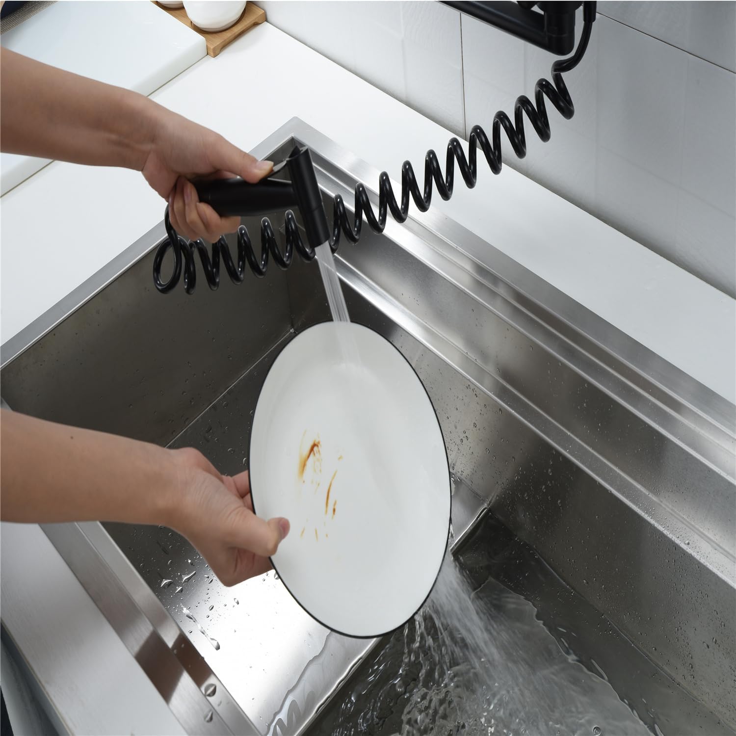 Bathroom Taps with Shower Mixer and Basin Tap Set, 304 Stainless Steel Bath Faucet Wall Mounted Mixer Taps, Hot and Cold 2 Function Taps, Bathtub Shower Faucet Set,Black