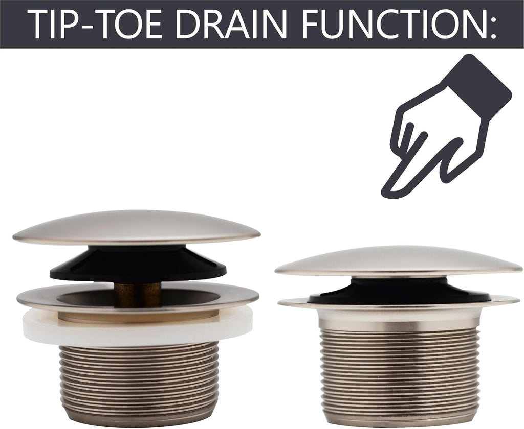 Westbrass D398R-50-07 1-1/2' NPSM Coarse Thread Mushroom Tip-Toe Bathtub Drain Stopper, Satin Nickel (50-Pack)