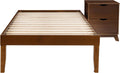 Powell Fordham Walnut Solid Pine Wood Twin Sized Platform Bed and Two Drawer Nightstand