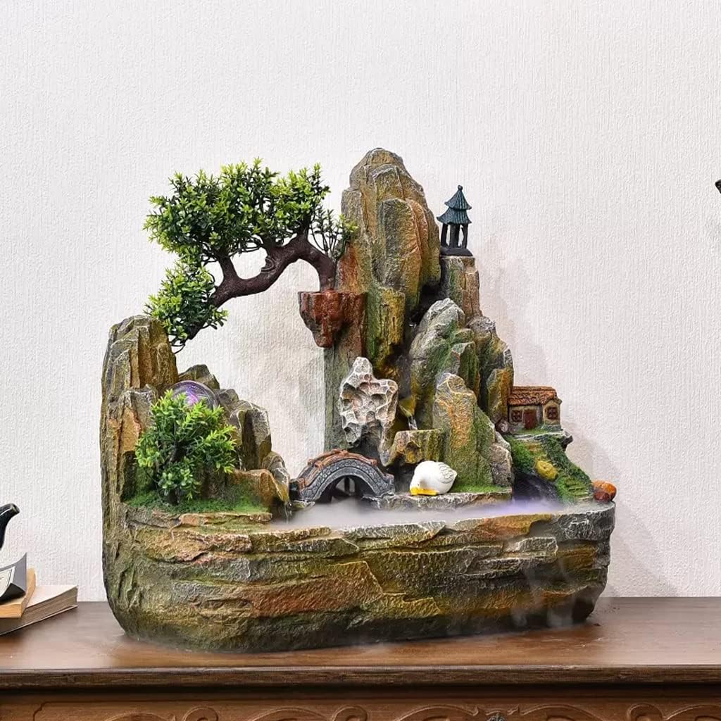 HIHELO Desktop Fountain Tabletop Fountain Rockery Table Top Fountain Home Decoration Ornaments for Home, Living Room, Study Room, Office Water Fountain Outdoor (Color : Without Nebulizer)