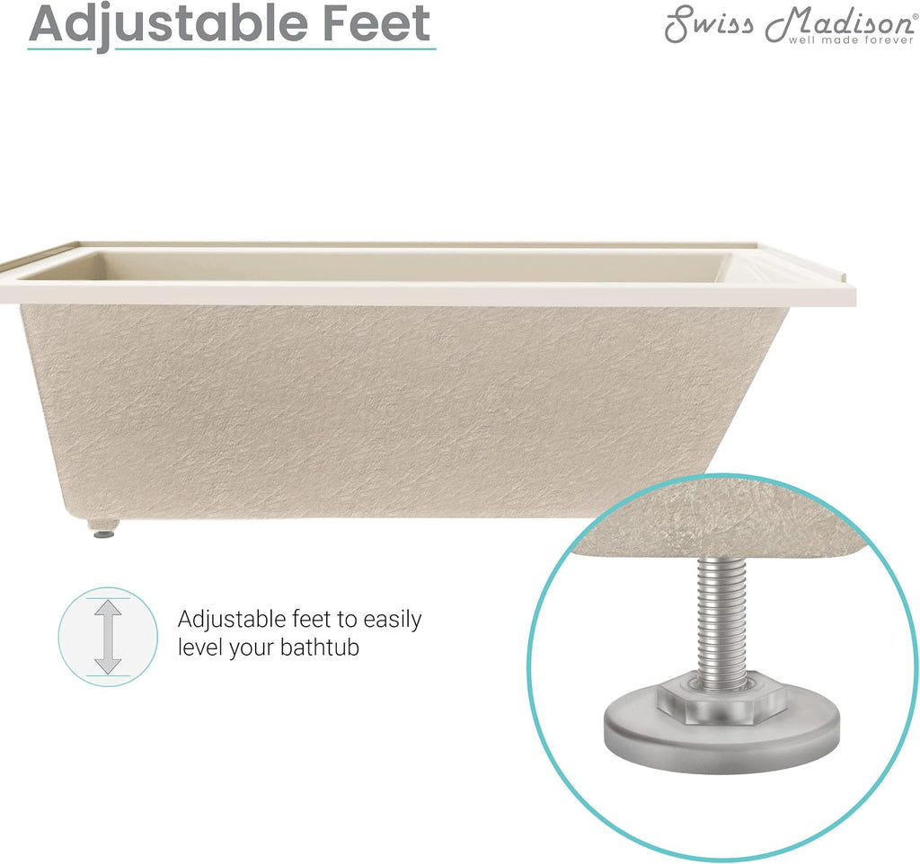Swiss Madison Voltaire 48' x 32' Right-Hand Drain Alcove Bathtub in Bisque