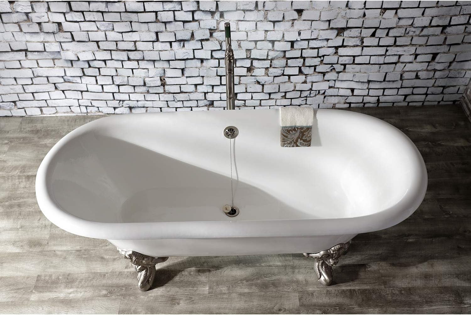 Kingston Brass CC2098 Brass Claw Foot Bath Drain, Brushed Nickel,27' Length