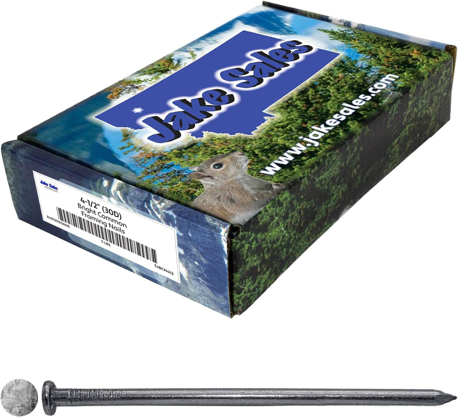 4-1/2' Bright Common Framing Nail (30D) - Heavy-Duty Fastener Designed for Interior Construction Applications - Uncoated Carbon Steel with Smooth Shank - Load Bearing - 9 X 5 POUND BOXES ~900 Nails