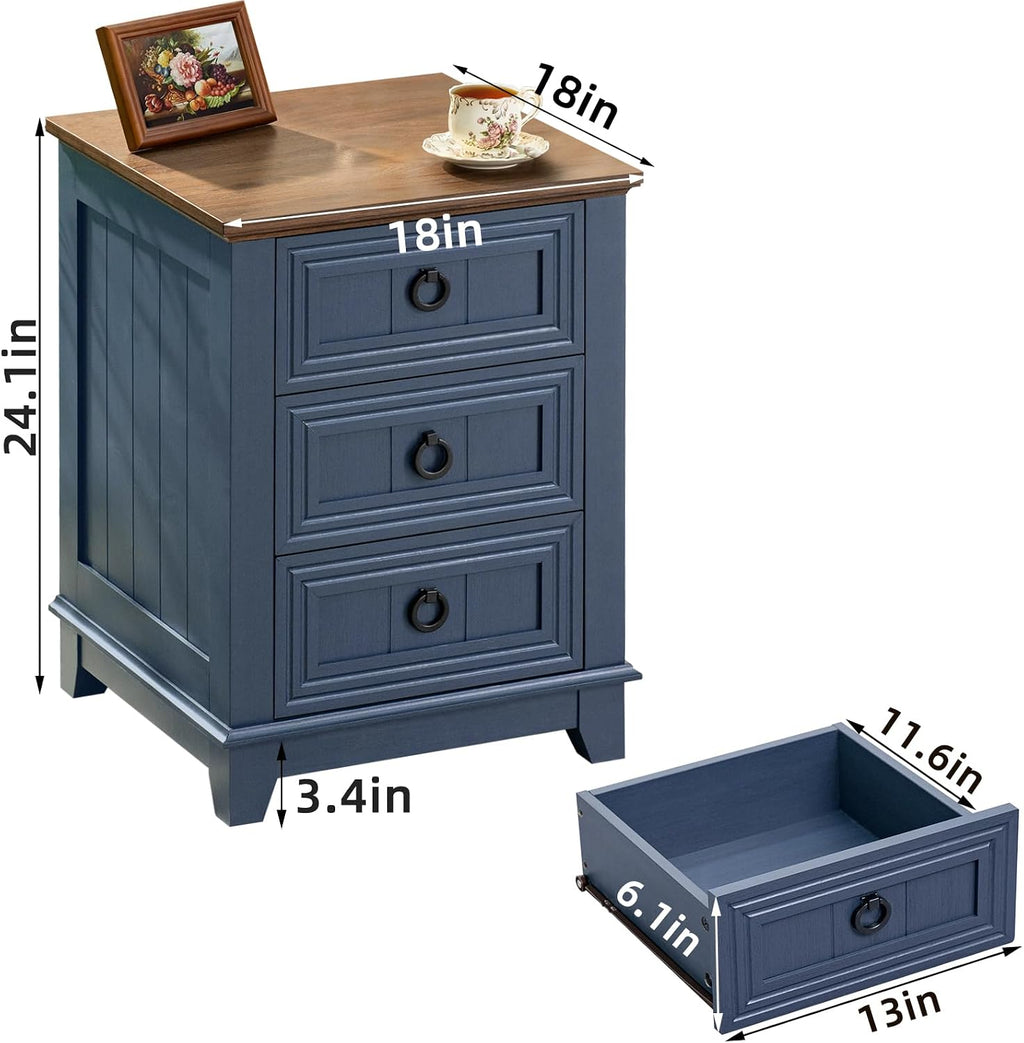Joaxswe Farmhouse Dresser and Nightstand Sets 3 Piece, Nightstands Set of 2 and 6 Drawers Dressers for Bedroom, 54' Wide Dresser and 18' Inch Night Stand Set for Bedroom, Living Room, Hallway