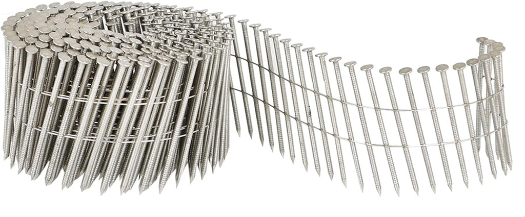 marddpair 3600 Count 2-1/2-Inch x .090-Inch 15-Degree Ring Shank Stainless Steel Siding Nails Collated Wire Coil for Wood or Fencing