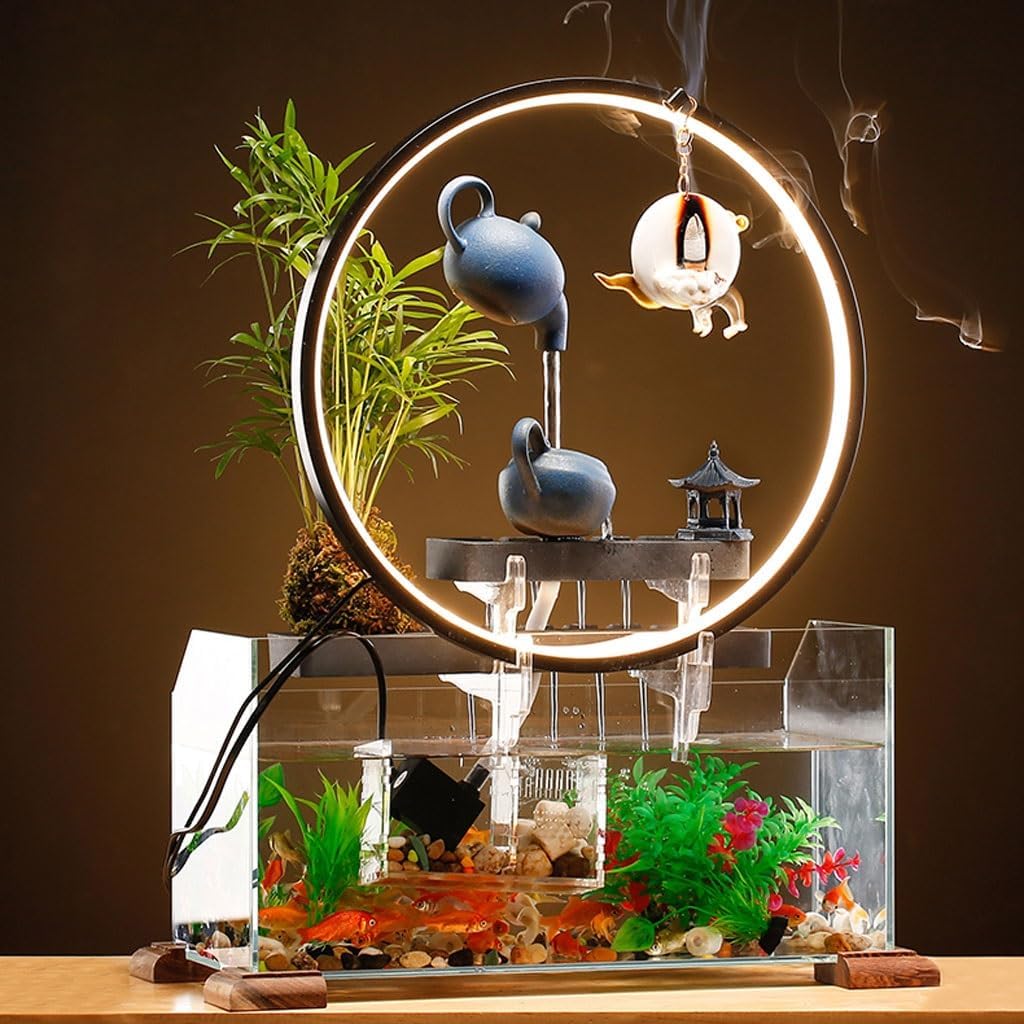 GUERNSEY Tabletop Fountain Tabletop Fountains Circulating Water Desktop Fountain Ornaments Living Room Creative Desktop Ornaments Office Desktop Fish Tank Indoor Fountain