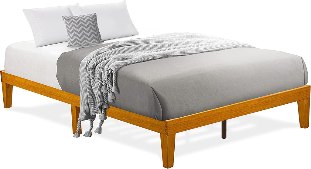 East West Furniture DNP-23-Q Queen Size Bed Frame with 4 Hardwood Legs and 2 Extra Center Legs - Oak Finish