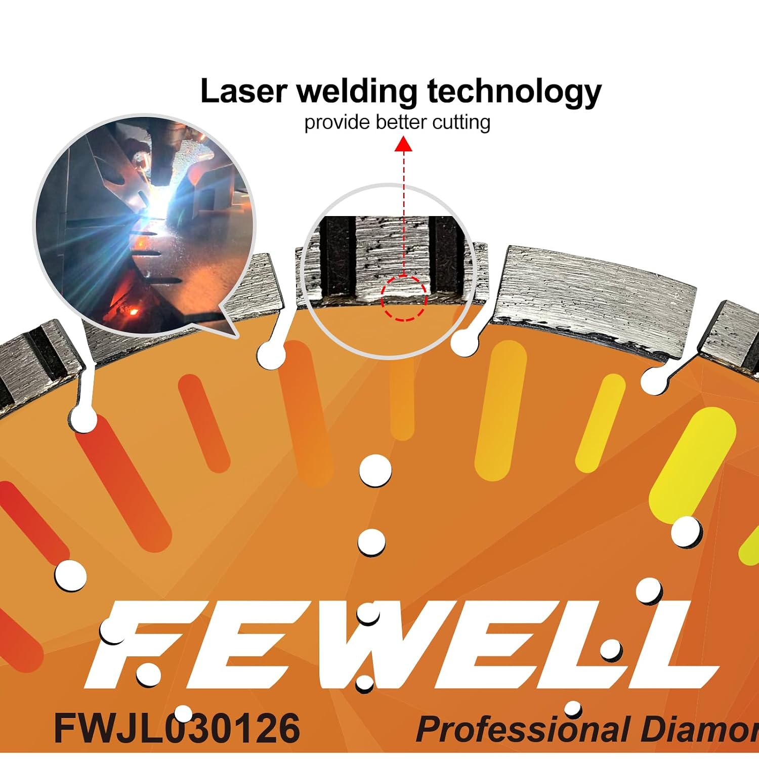FEWELL 18' Concrete Diamond Saw Blade,Asphalt Diamond Blade Multi-Purpose for Cutting Hard Reinforced Concrete Asphalt Masonry Stone Terrazzo, Laser-Welded Segmented, 1'-20mm Bore