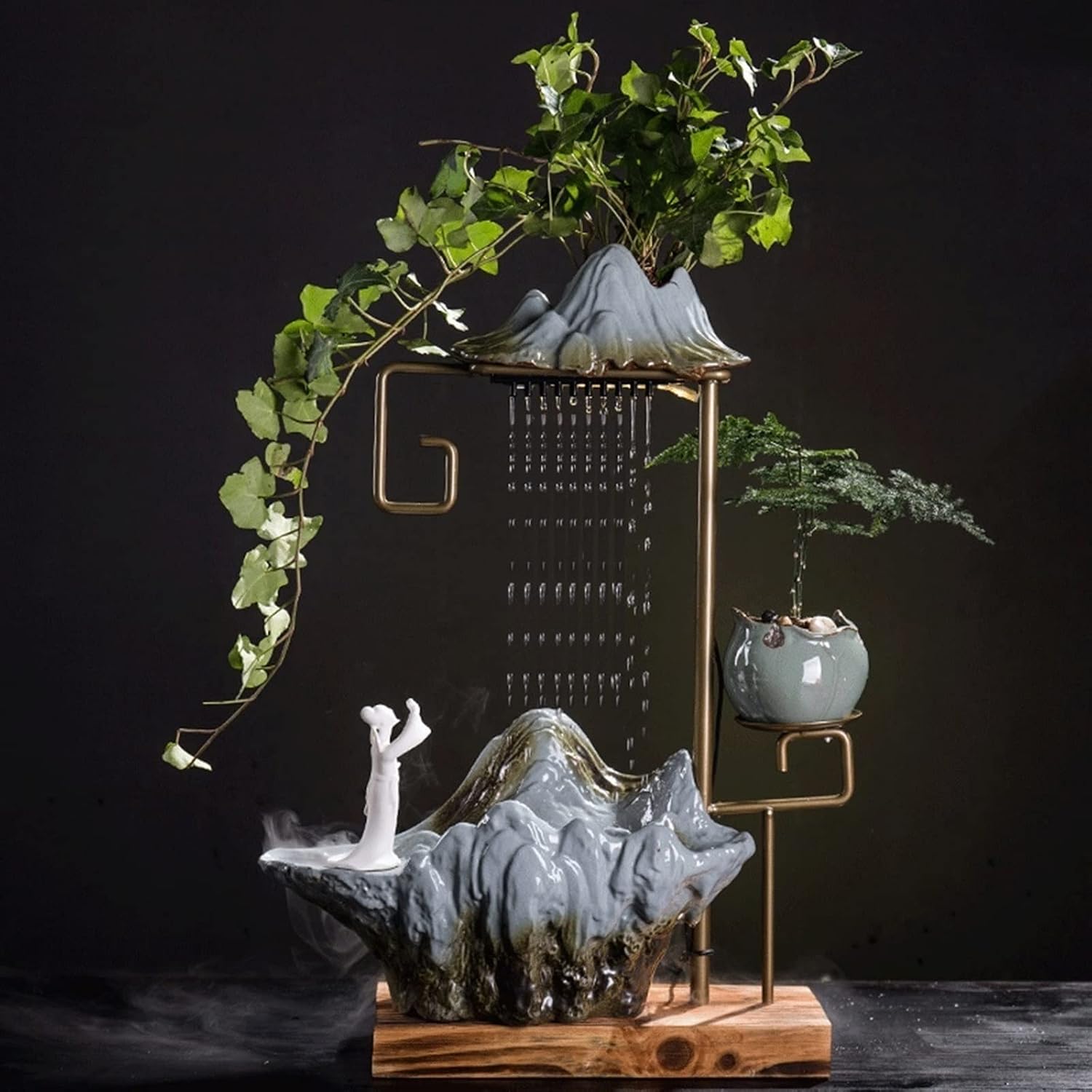 HIHELO Tabletop Fountain Chinese Flowing Water Ornament Feng Shui Lucky Tabletop Fountain Living Room Office Bedroom Fountain Table Top Ornament Indoor Fountain