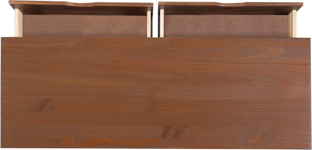 Powell Fordham Walnut Solid Pine Wood Twin Sized Platform Bed with Six Drawer Dresser and Set of 2 Two Drawer Nightstands