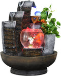 HIHELO Indoor Tabletop Waterfall Fountain Tabletop Fountain with Lights Indoor Waterfall Feature Calming and Relaxing Water Sound 13 Inch Desktop Size Meditation Fountain (Color : 1)
