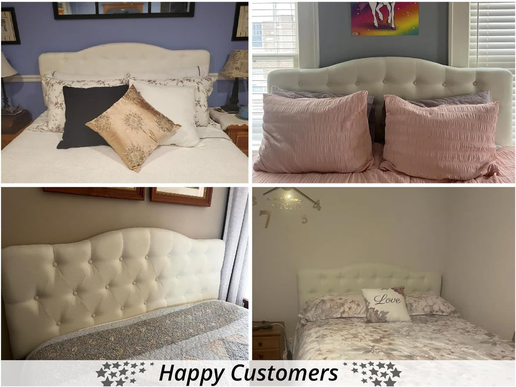 Naomi Home Cassandra Queen Tufted Headboard, Upholstered in Durable Linen Fabric – Premium Foam Cushioning, Adjustable Height, Floating Wall or Bed Frame Mount, Compatible with Adjustable Beds