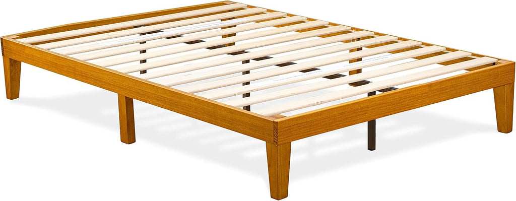 East West Furniture DNP-23-Q Queen Size Bed Frame with 4 Hardwood Legs and 2 Extra Center Legs - Oak Finish