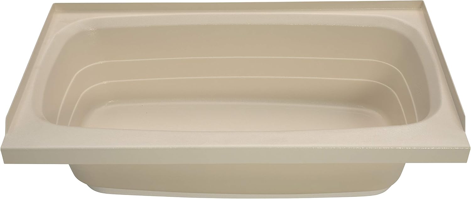 Lippert Replacement 24' x 40' Parchment Bathtub with Right Drain, Scratch-Resistant ABS Acrylic for RVs, Travel Trailers, 5th Wheels, Motorhomes - P2440RHSPK