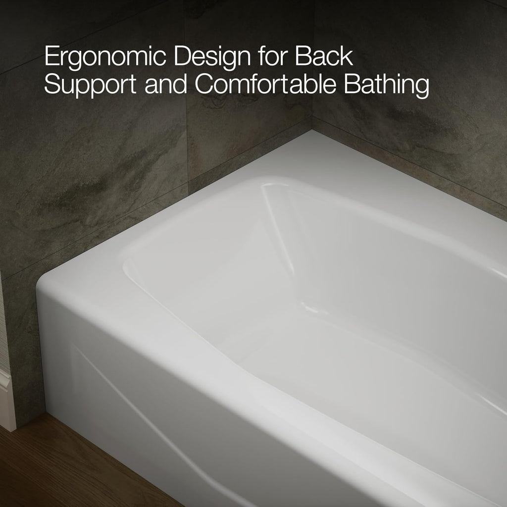 Kohler K-714-0 Villager Bath with 4-Inch Ledge and Right-Hand Drain, Cast Iron, White