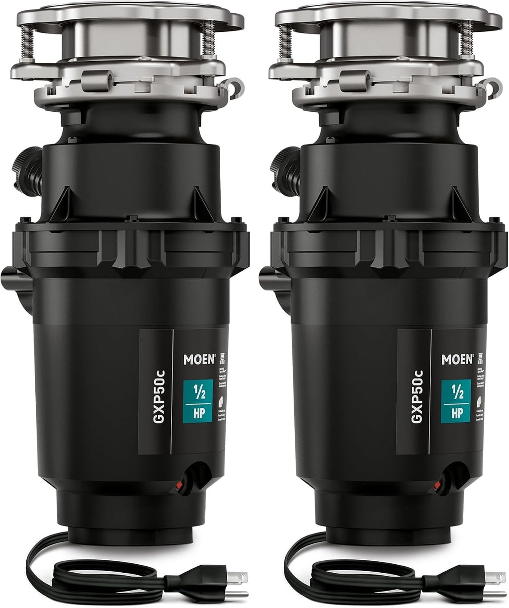 Moen Prep Series PRO 1/2 HP Continuous Feed Compact Garbage Disposal, Power Cord Included, GXP50C (Pack of 2)