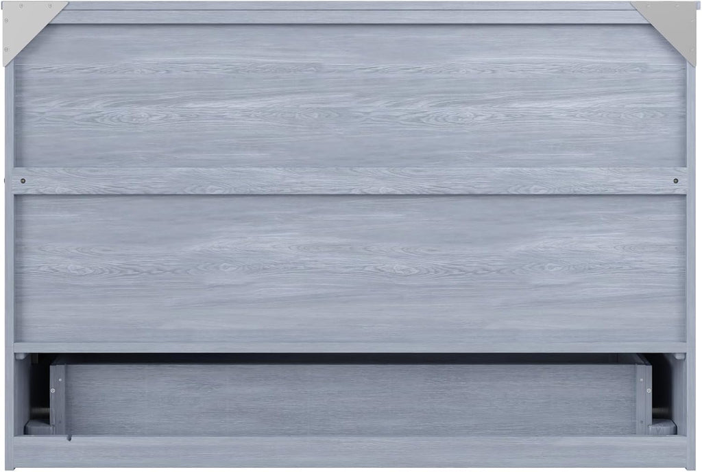 AFI, Northfield Murphy Bed Chest Queen with 6' Mattress, Storage Drawer & Built-in USB Charger, Driftwood
