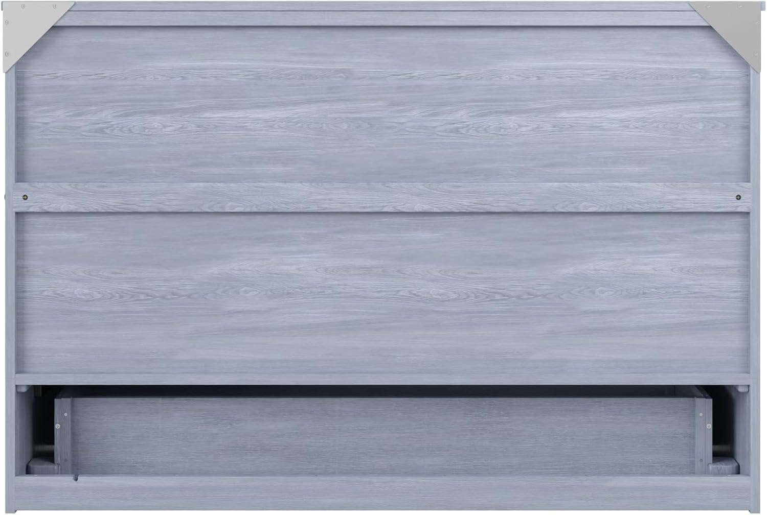 AFI, Northfield Murphy Bed Chest Queen with 6' Mattress, Storage Drawer & Built-in USB Charger, Driftwood