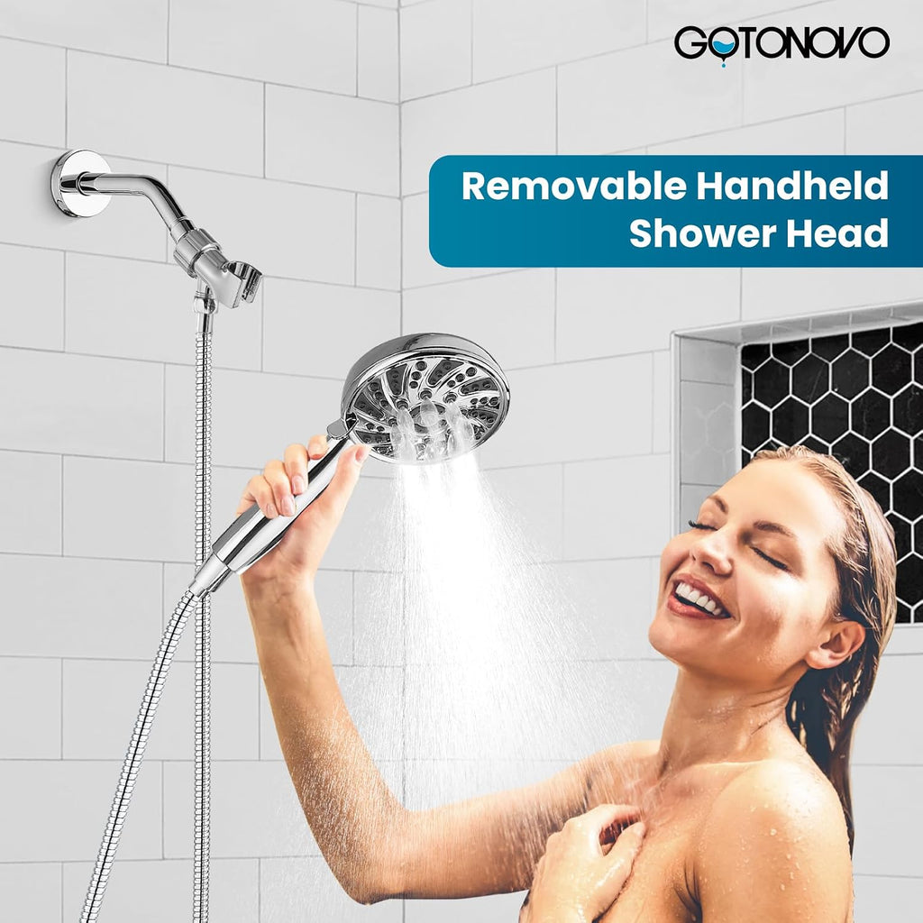 gotonovo 3 Hole 2 Handles Lavatory Basin Bathroom Sink Faucet with Pop Up Drain with Single-Handle Shower Faucet Set Shower Kit with Valve Shower Head and Handle Set Shower Trim Kit