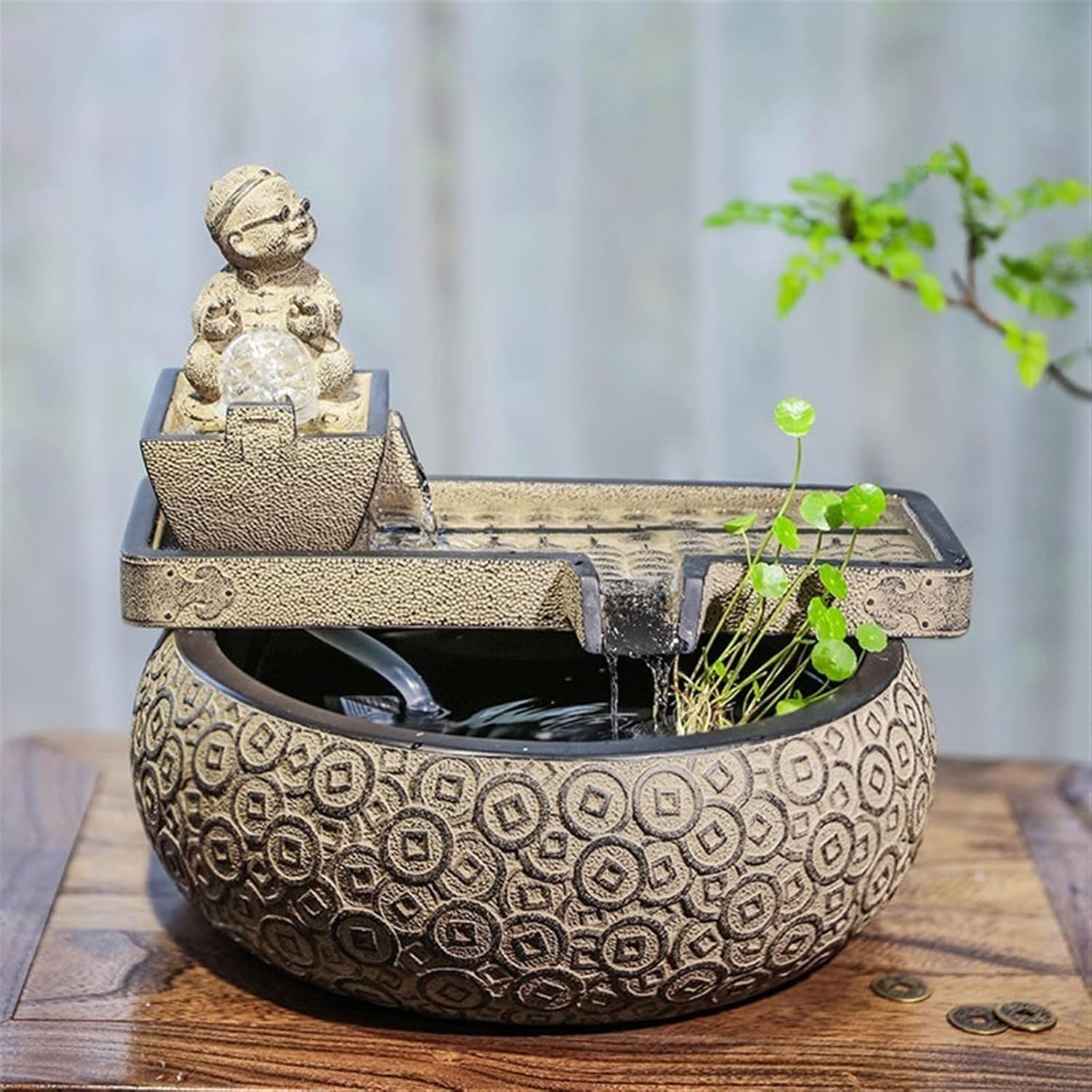 GLigeT Tabletop Fountain Desktop Fountain Water Feature Living Room Fortune Flowing Water Ornaments Front Office Desktop Decorations Water Fountain Decor