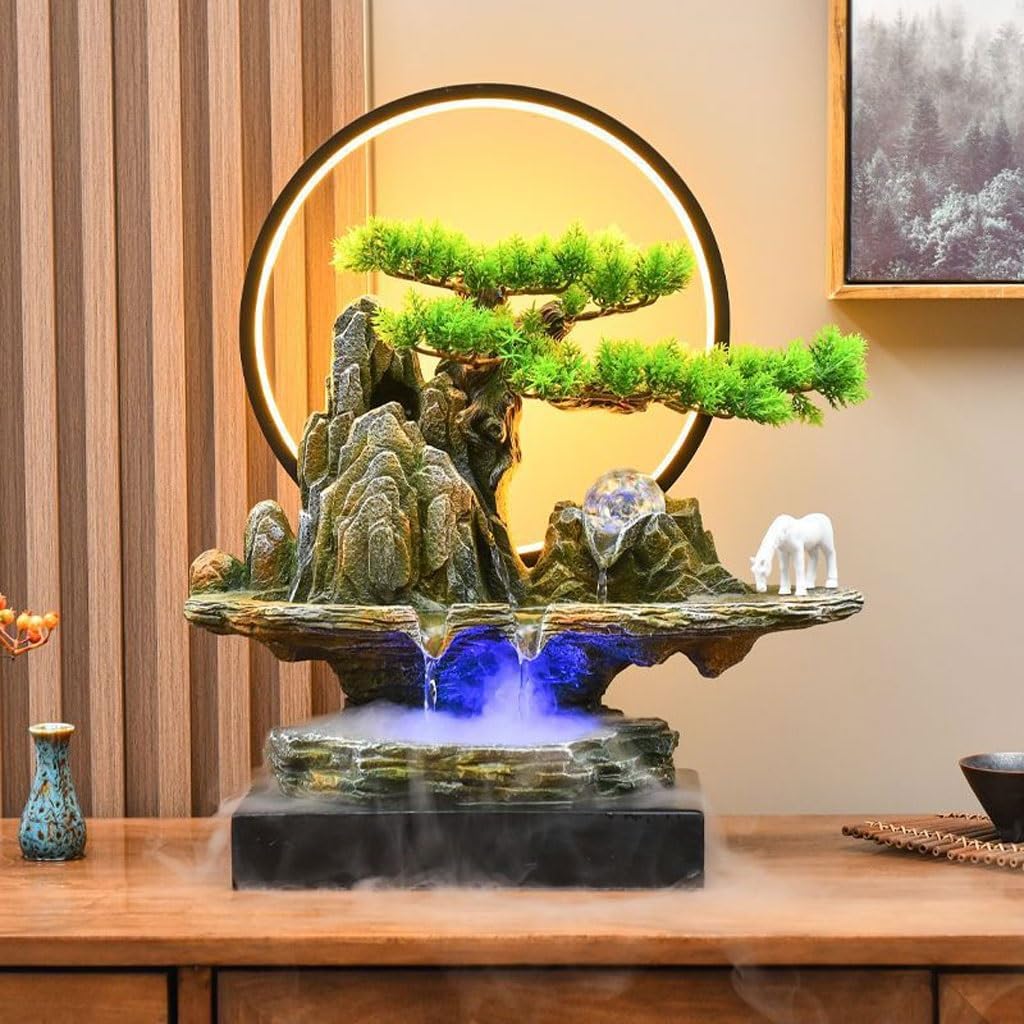 GUERNSEY Tabletop Fountain Tabletop Fountains Chinese-Style Living Room Circulating Water Ornaments Rockery Water Fountain Ornaments Office Desktop Decorations Indoor Fountain