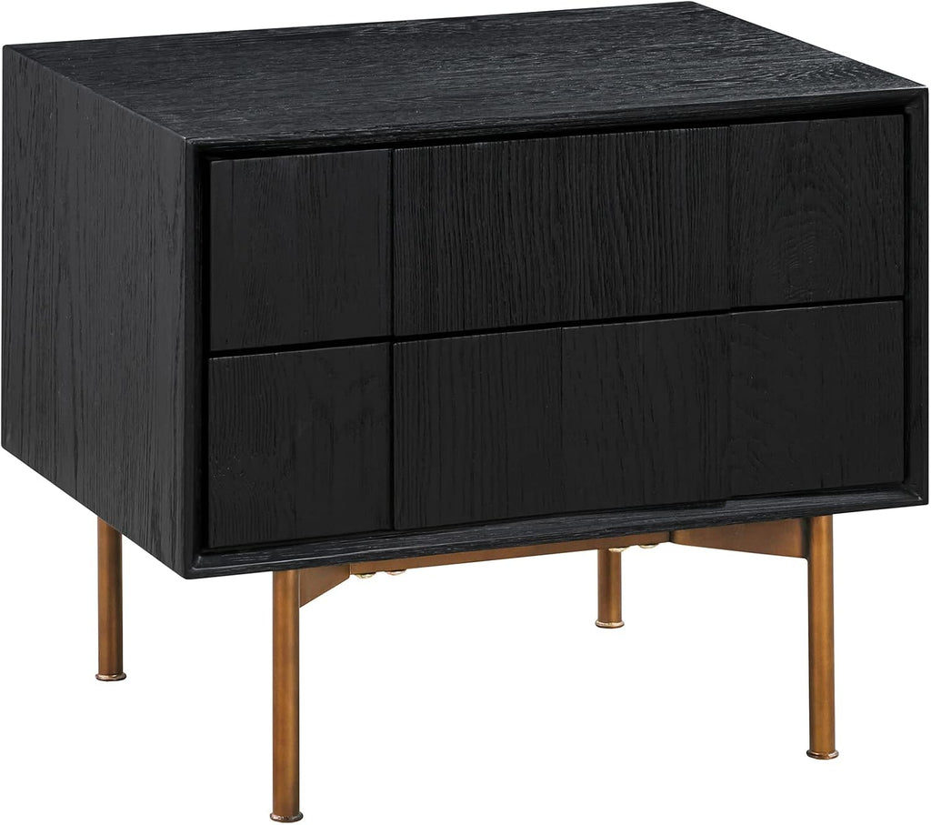 Armen Living Carnaby Queen 3 Piece Bedroom Set in Black Brushed Oak Wood