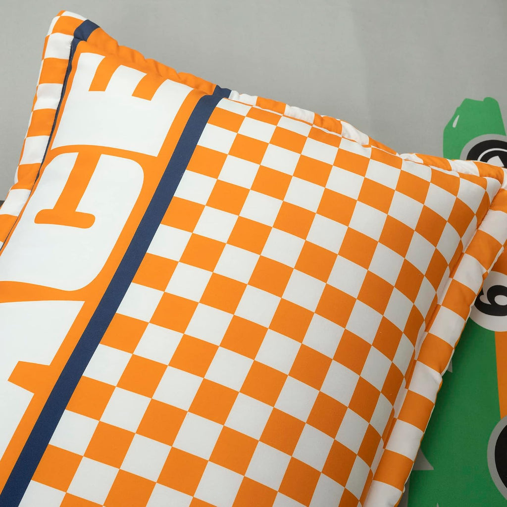 Lush Decor Racing Cars Reversible Comforter Queen Size 5 Piece Set Full/Queen Gray & Orange - Kids Bedding Set Queen Comforter - Car Decor
