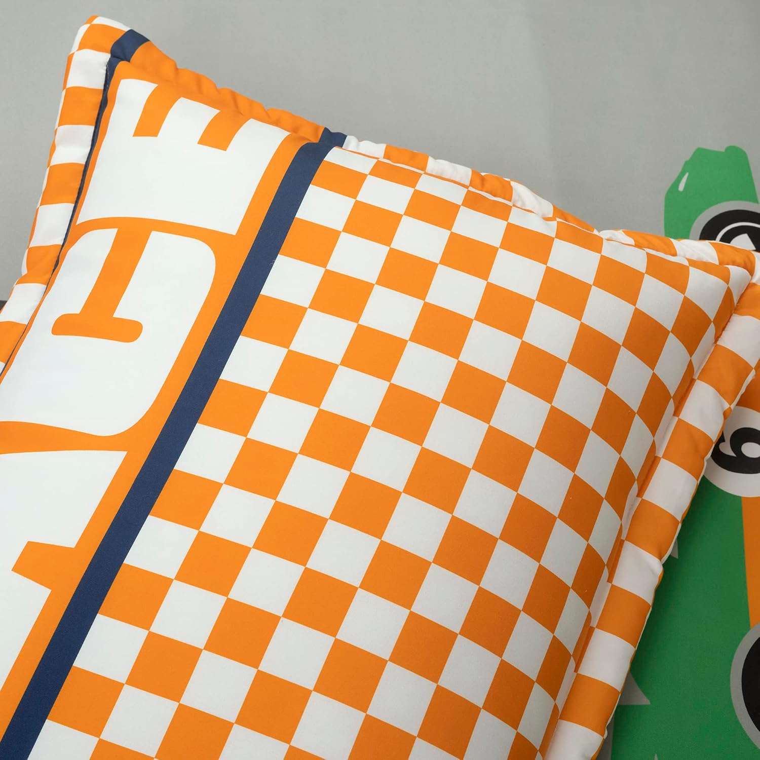Lush Decor Racing Cars Reversible Comforter Queen Size 5 Piece Set Full/Queen Gray & Orange - Kids Bedding Set Queen Comforter - Car Decor
