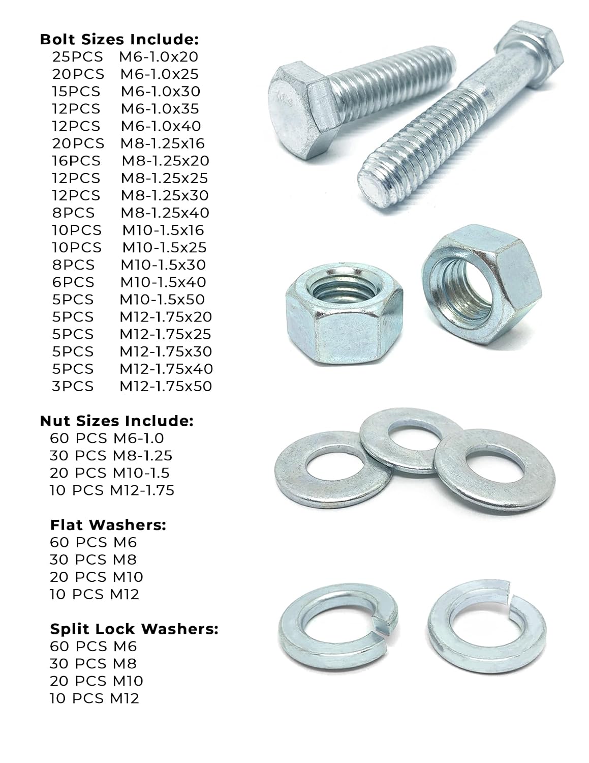 Metric Class 10.9 Hex Cap Screws Bolts, Nuts, & Washers Assortment Kit - 575 Pieces!