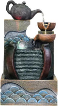 HIHELO Desktop Fountain Tabletop Fountain Resin Waterfall Tabletop Fountain Decoration Indoor Meditation Waterfall with Submersible Pump Water Fountain Outdoor