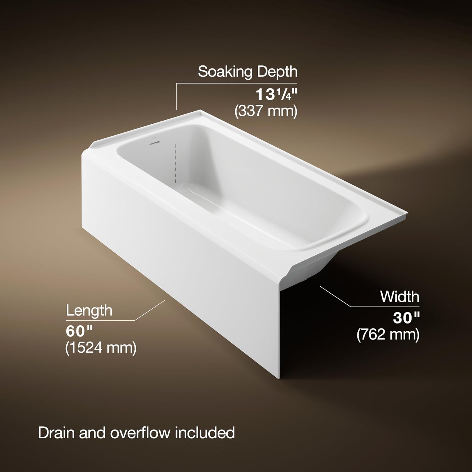 Kohler 25830-LA-0 Avec® 60' x 30' alcove bath, left drain, White