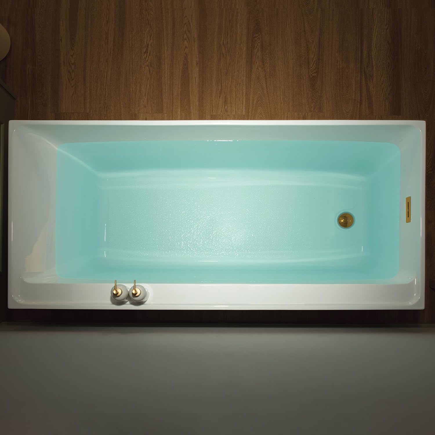 WOODBRIDGE 66-7/8' L x 31-1/2' W Freestanding Contemporary Soaking Bathtub with Brushed Gold Drain & Overflow, White, B6710-BG