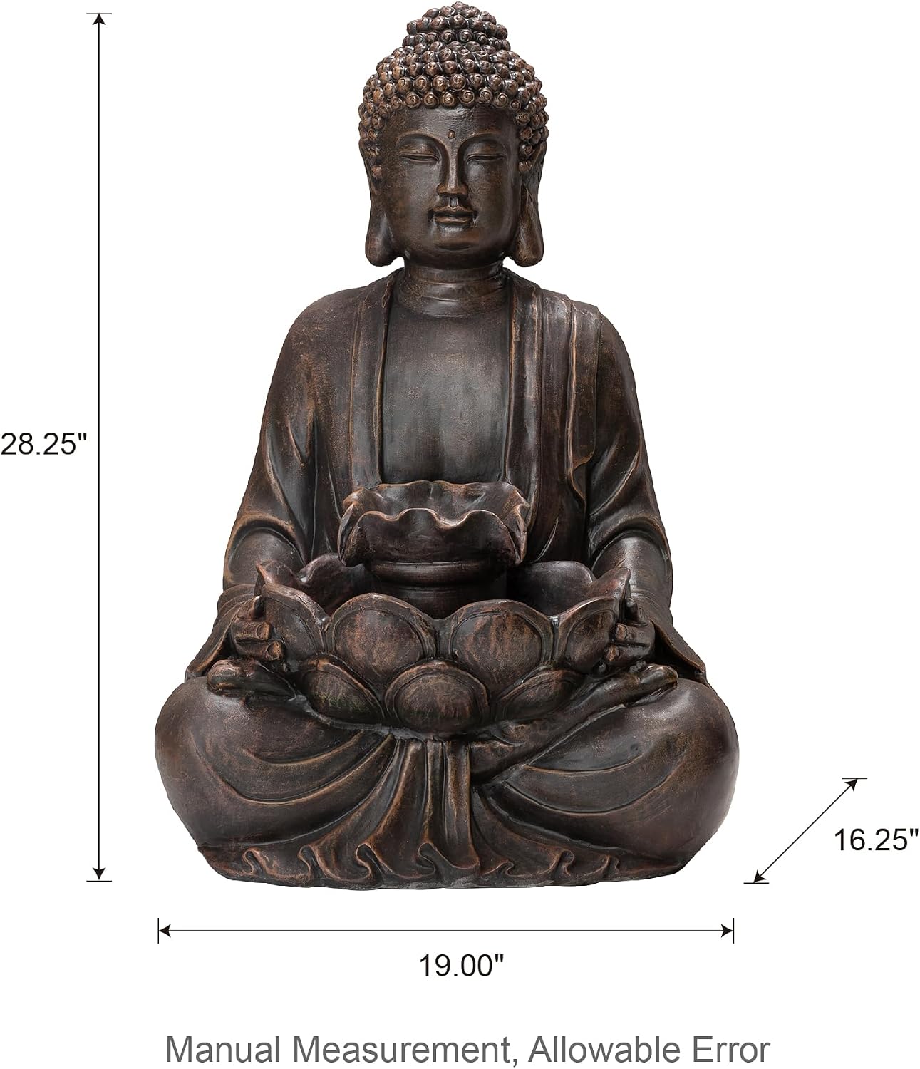 Glitzhome Outdoor Fountain 28' H, Large Zen Style Buddha Waterfall Fountains Indoor Water Fountain with Pump & LED Lights, Freestanding Water Feature Outside Garden Backyard Decor