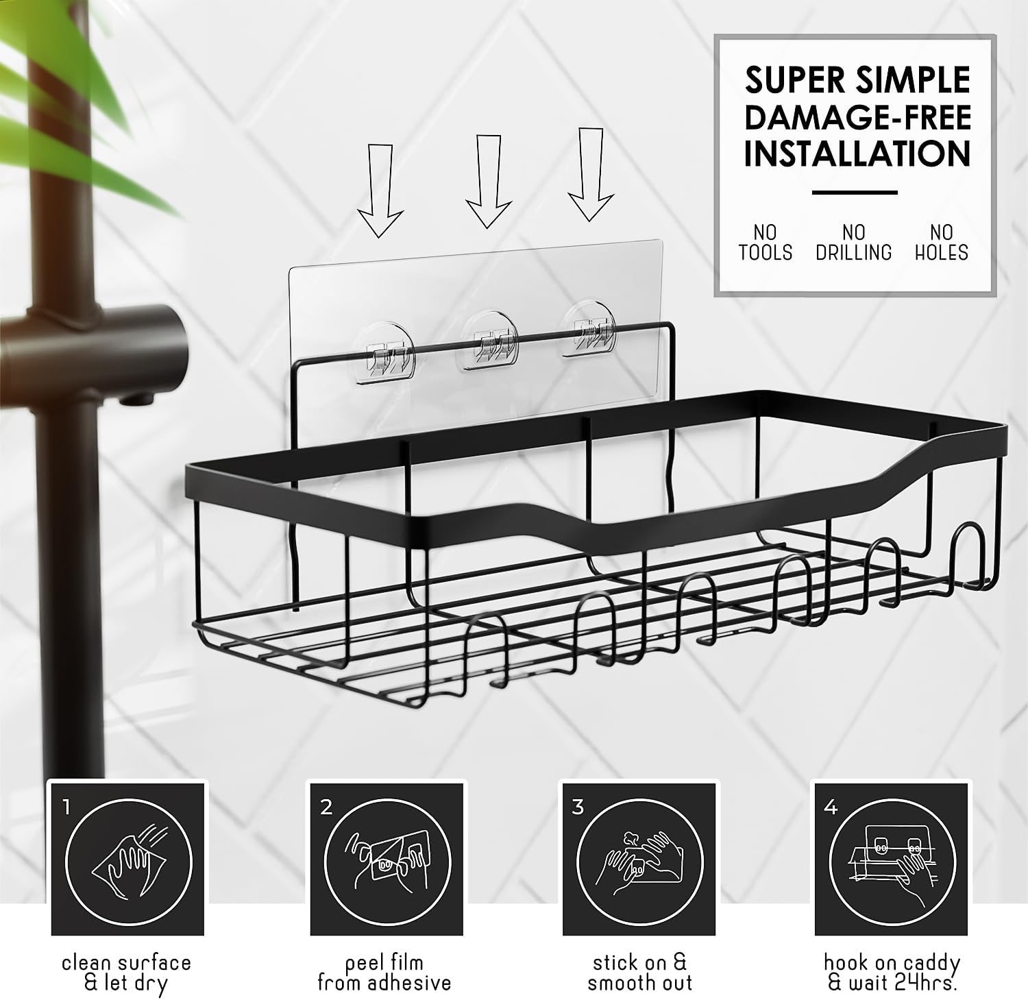 Hearth & Harbor Bathroom Accessories Set - Bathroom Set, 20PC Bathroom Accessory Set, Shower Curtain Set, Toilet Brush, Trash Can & Soap Dispenser (Navy Blue, Shower Caddy + Bathroom Set)