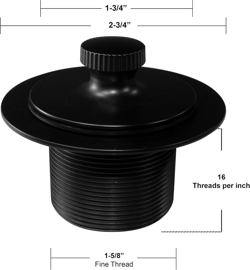 Westbrass D941K-50-62 1-3/8' Fine Thread Twist & Close Bathtub Drain Trim with One-Hole Overlfow Faceplate and Universal Adaptor, Matte Black (50-Pack)
