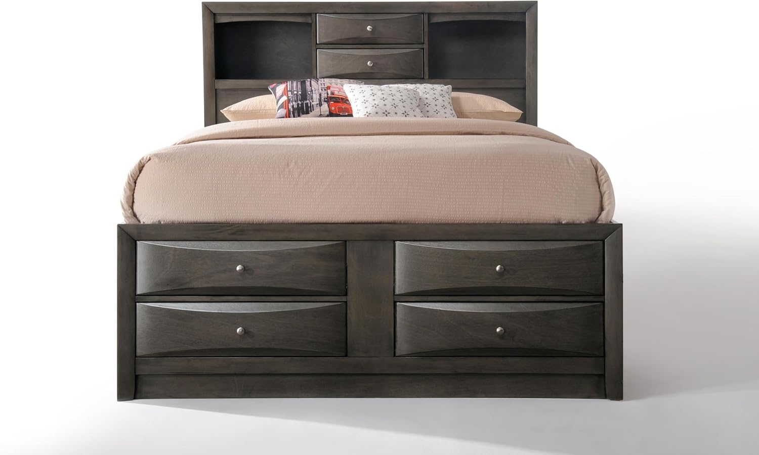 Acme Ireland Queen Wooden Captain's Bed with Storage Drawers in Gray Oak