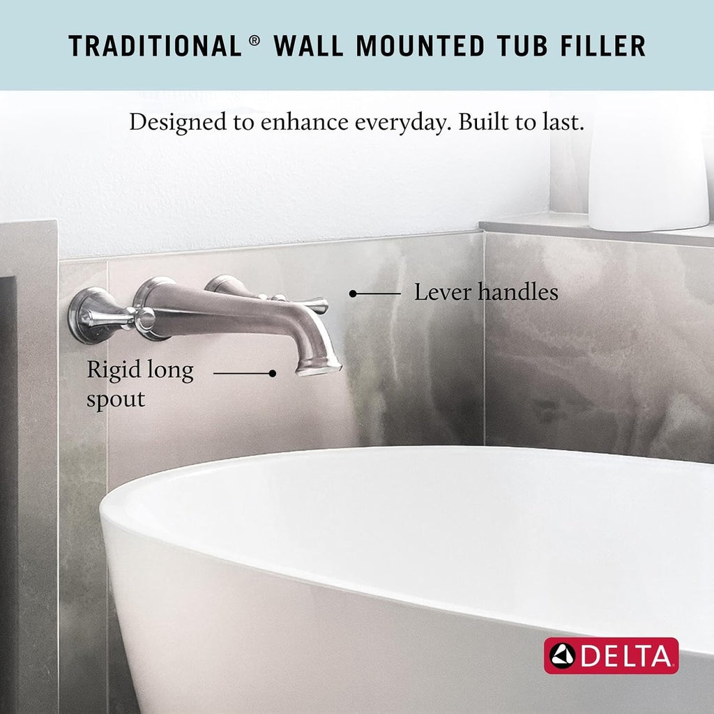 Delta Wall Mount Bathroom Faucet 3 Hole, Oil Rubbed Bronze Bathroom Sink Faucet for Vanity, Venetian Bronze T5797-RBWL (Valve Not Included)