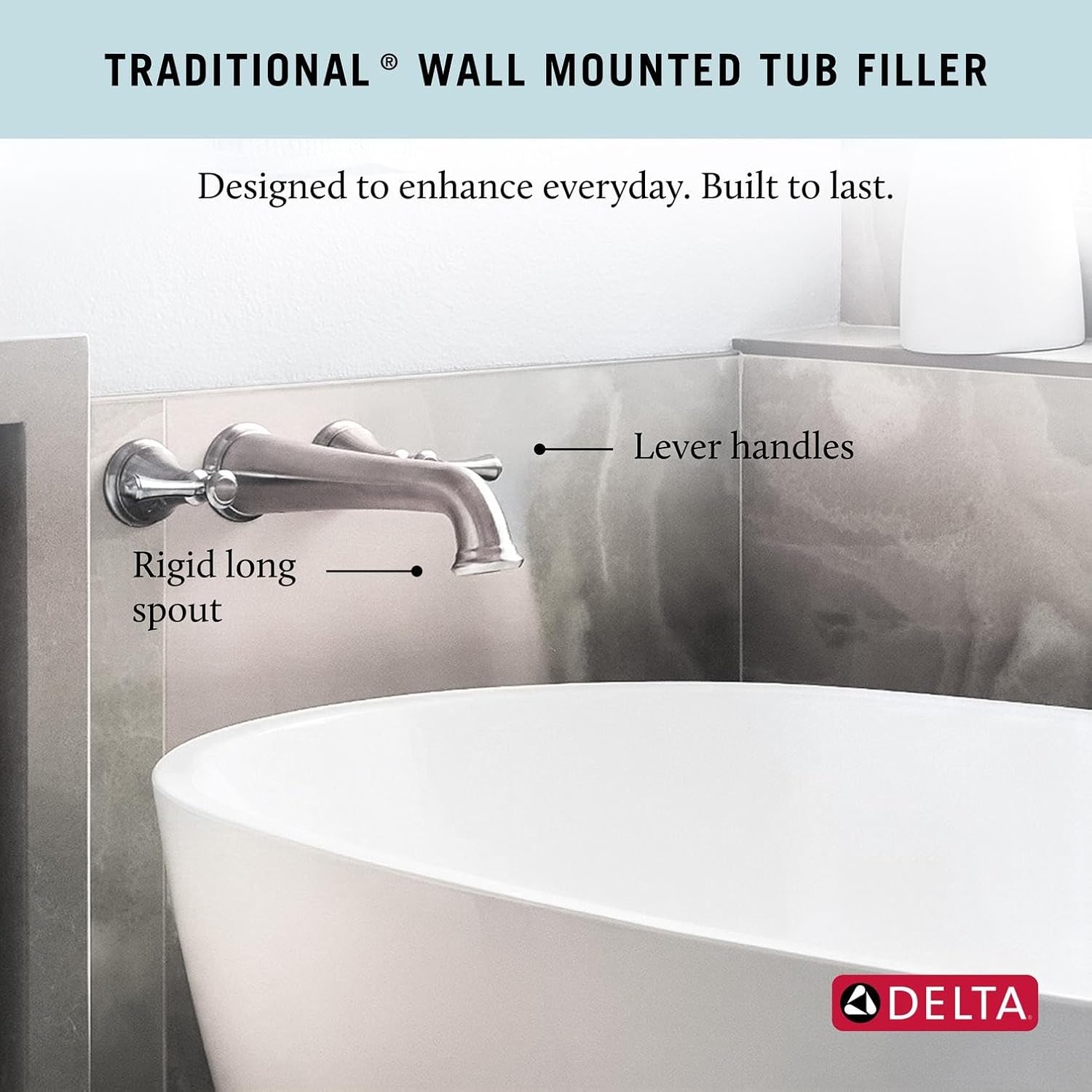 Delta Wall Mount Bathroom Faucet 3 Hole, Oil Rubbed Bronze Bathroom Sink Faucet for Vanity, Venetian Bronze T5797-RBWL (Valve Not Included)