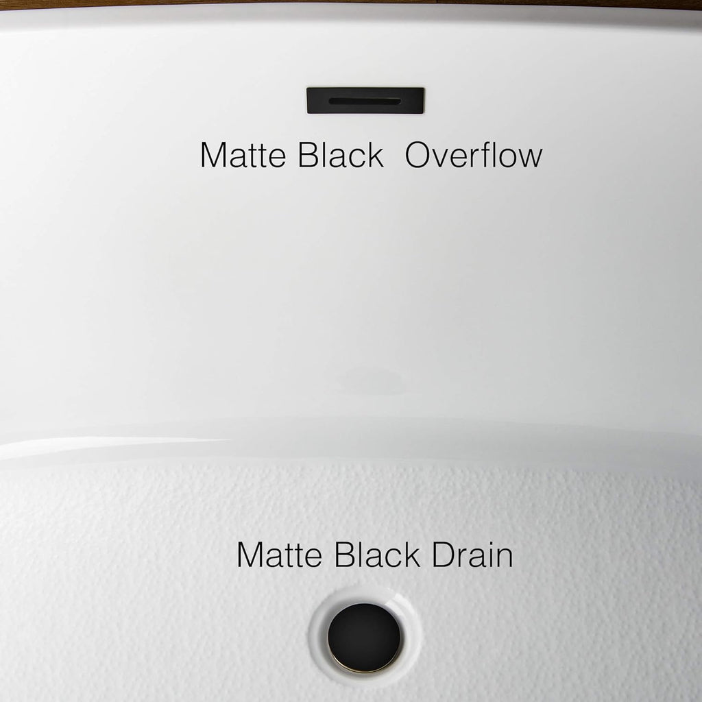 WOODBRIDGE 71'Freestanding White Acylic Soaking Bathtub with Drain Kit and Floor Mount Tub Filler in Matte Black,BTA1517 -MB-Drain &O+ F0006MBSQ